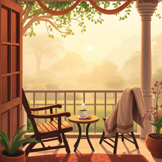 Filter coffee being served at sunrise