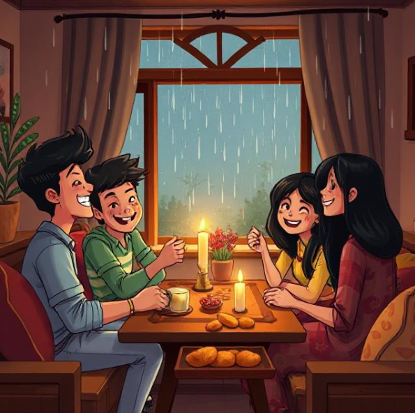 Rainy day at the guesthouse with laughter and chai